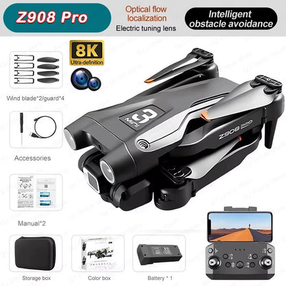 Experience the Ultimate Aerial Adventure with the Z908 Pro Max Drone: Professional 8K GPS Dual HD Aerial Photography Quadcopter with Brushless Obstacle Avoidance