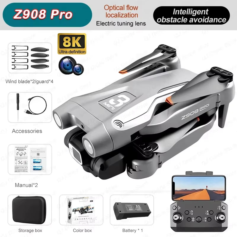 Experience the Ultimate Aerial Adventure with the Z908 Pro Max Drone: Professional 8K GPS Dual HD Aerial Photography Quadcopter with Brushless Obstacle Avoidance
