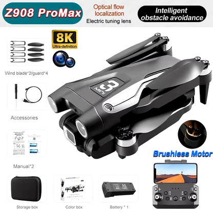 Experience the Ultimate Aerial Adventure with the Z908 Pro Max Drone: Professional 8K GPS Dual HD Aerial Photography Quadcopter with Brushless Obstacle Avoidance